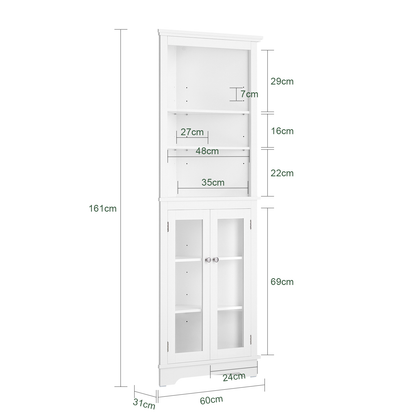 Armoire d'angle haute de salle de bain SoBuy, meuble de rangement pour salle de bain BZR145-W