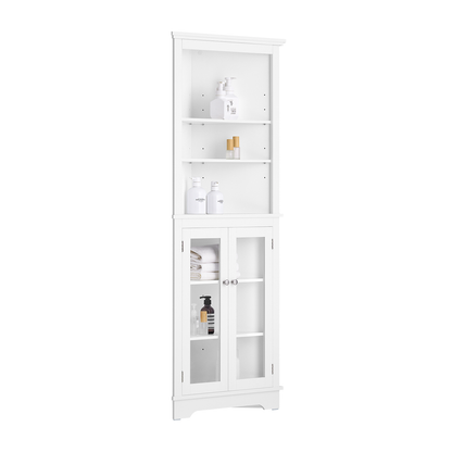 Armoire d'angle haute de salle de bain SoBuy, meuble de rangement pour salle de bain BZR145-W