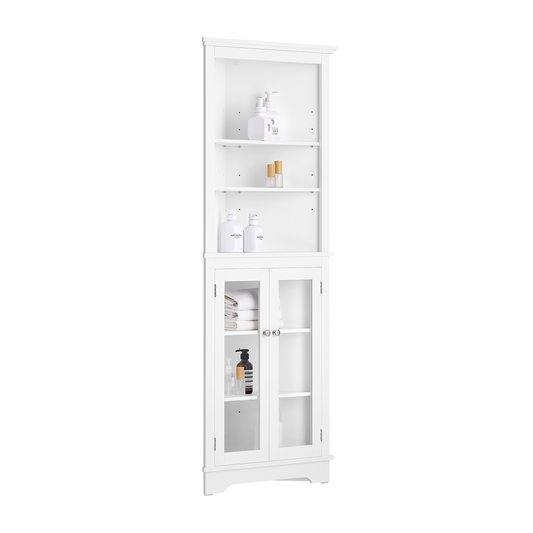 Armoire d'angle haute de salle de bain SoBuy, meuble de rangement pour salle de bain BZR145-W