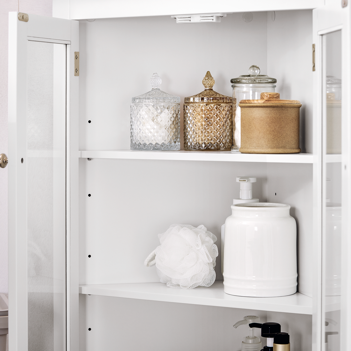 Armoire d'angle haute de salle de bain SoBuy, meuble de rangement pour salle de bain BZR145-W