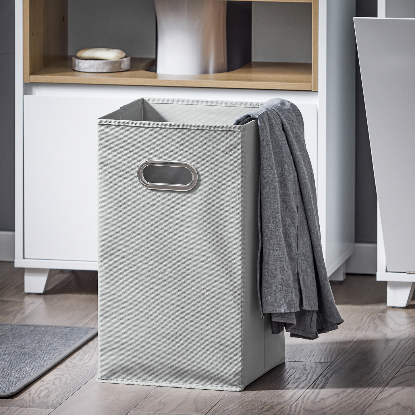 SoBuy Panier à linge de salle de bain, armoire de rangement pour buanderie BZR146-W