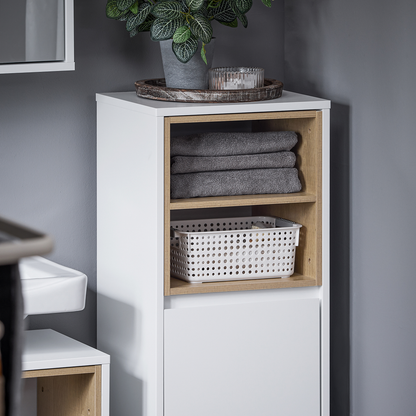 SoBuy Panier à linge de salle de bain, armoire de rangement pour buanderie BZR146-W