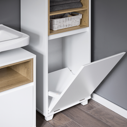 SoBuy Panier à linge de salle de bain, armoire de rangement pour buanderie BZR146-W