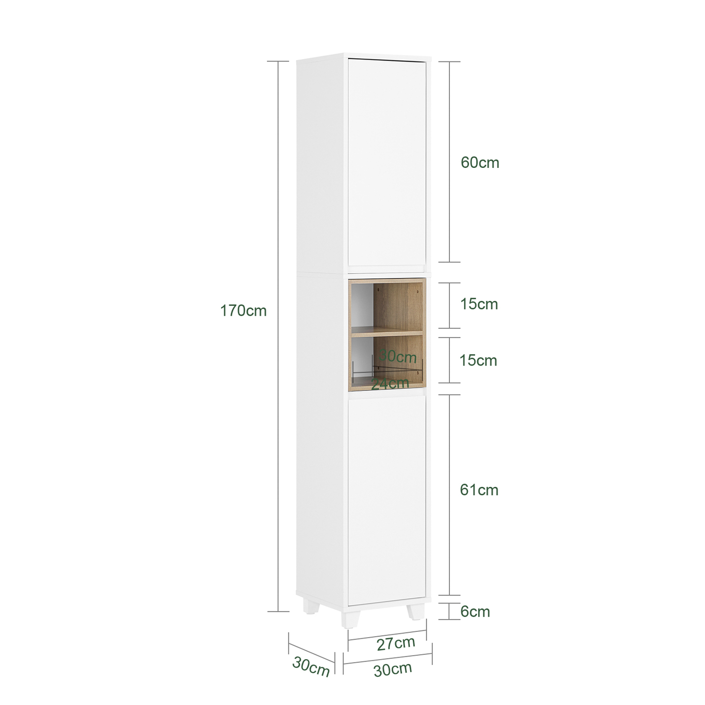Armoire de salle de bain haute SoBuy, meuble de rangement pour salle de bain BZR147-W