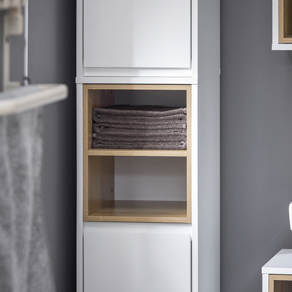 Armoire de salle de bain haute SoBuy, meuble de rangement pour salle de bain BZR147-W