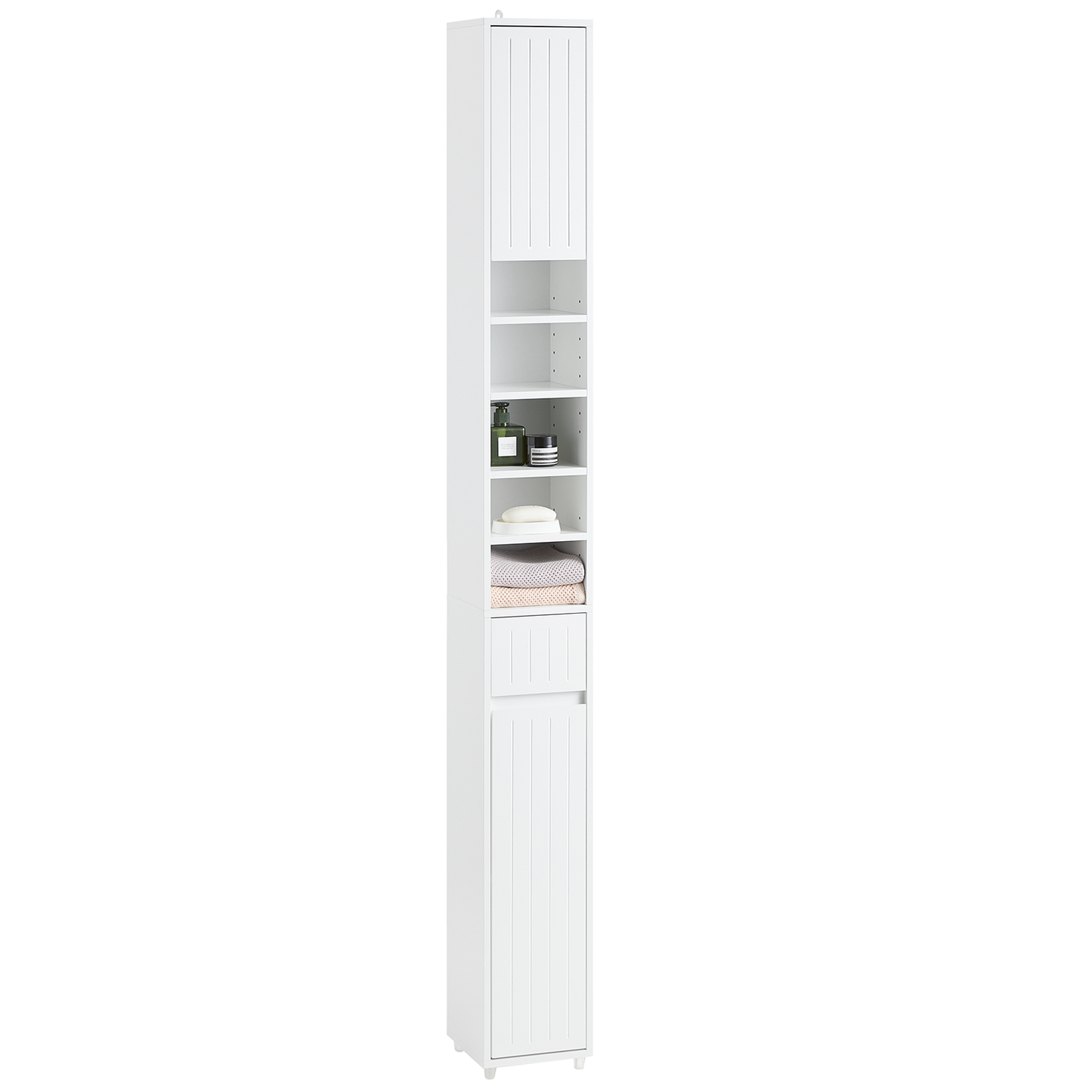 Armoire de salle de bain haute SoBuy, meuble de rangement pour salle de bain BZR160-W