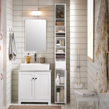 Armoire de salle de bain haute SoBuy, meuble de rangement pour salle de bain BZR160-W