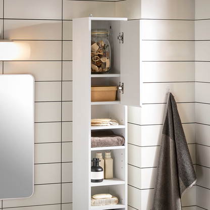 Armoire de salle de bain haute SoBuy, meuble de rangement pour salle de bain BZR160-W