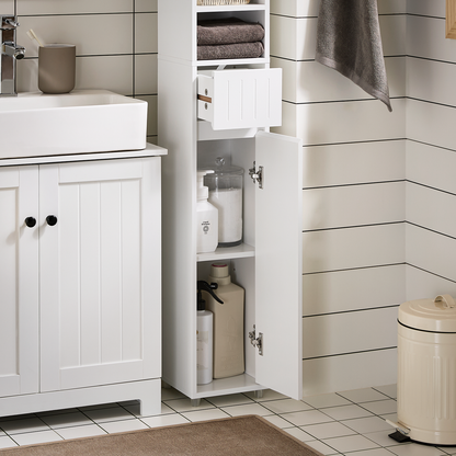 Armoire de salle de bain haute SoBuy, meuble de rangement pour salle de bain BZR160-W