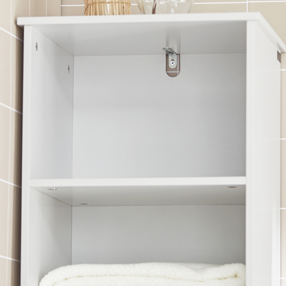 SoBuy BZR17-W, Meuble de rangement de salle de bain haut blanc avec 3 étagères, 1 tiroir et 1 placard, 40 x 35 x 161 cm