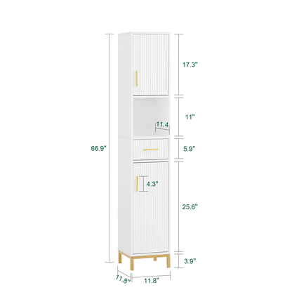 Armoire de salle de bain haute SoBuy, meuble de rangement pour salle de bain BZR181-W