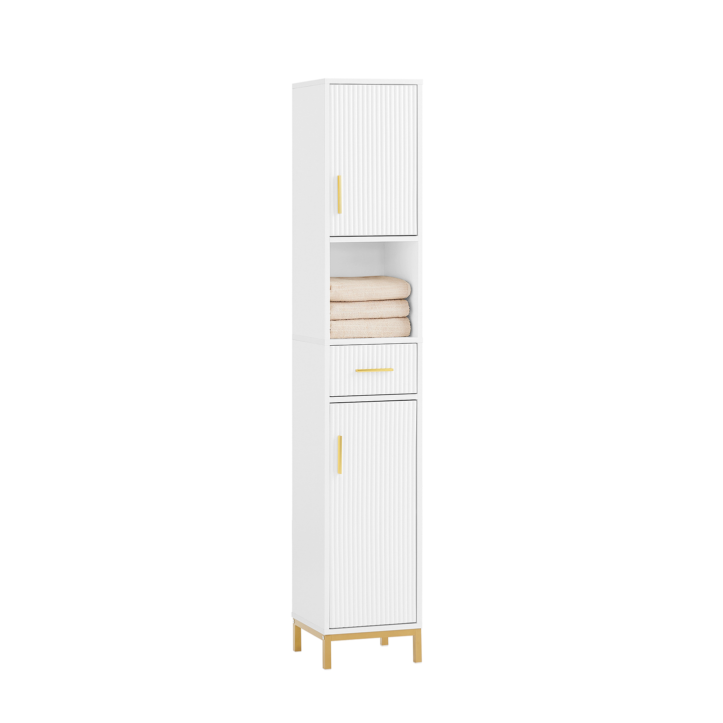 Armoire de salle de bain haute SoBuy, meuble de rangement pour salle de bain BZR181-W