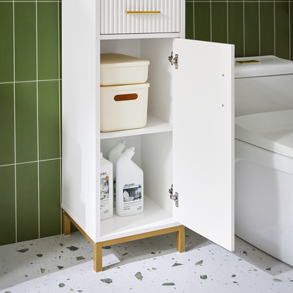 Armoire de salle de bain haute SoBuy, meuble de rangement pour salle de bain BZR181-W