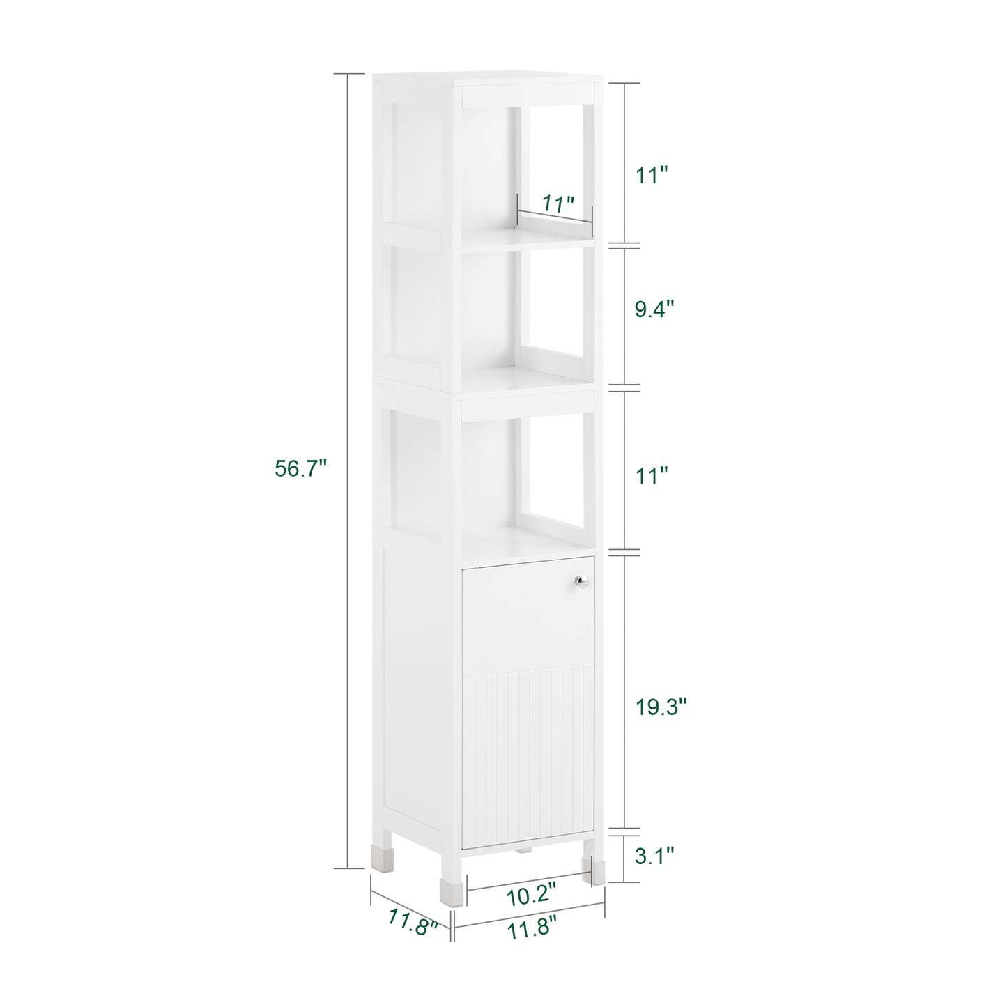 Armoire de salle de bain haute SoBuy, meuble de rangement à 3 étagères BZR187-W