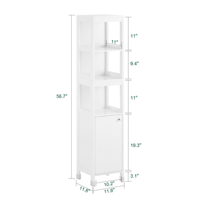 Armoire de salle de bain haute SoBuy, meuble de rangement à 3 étagères BZR187-W
