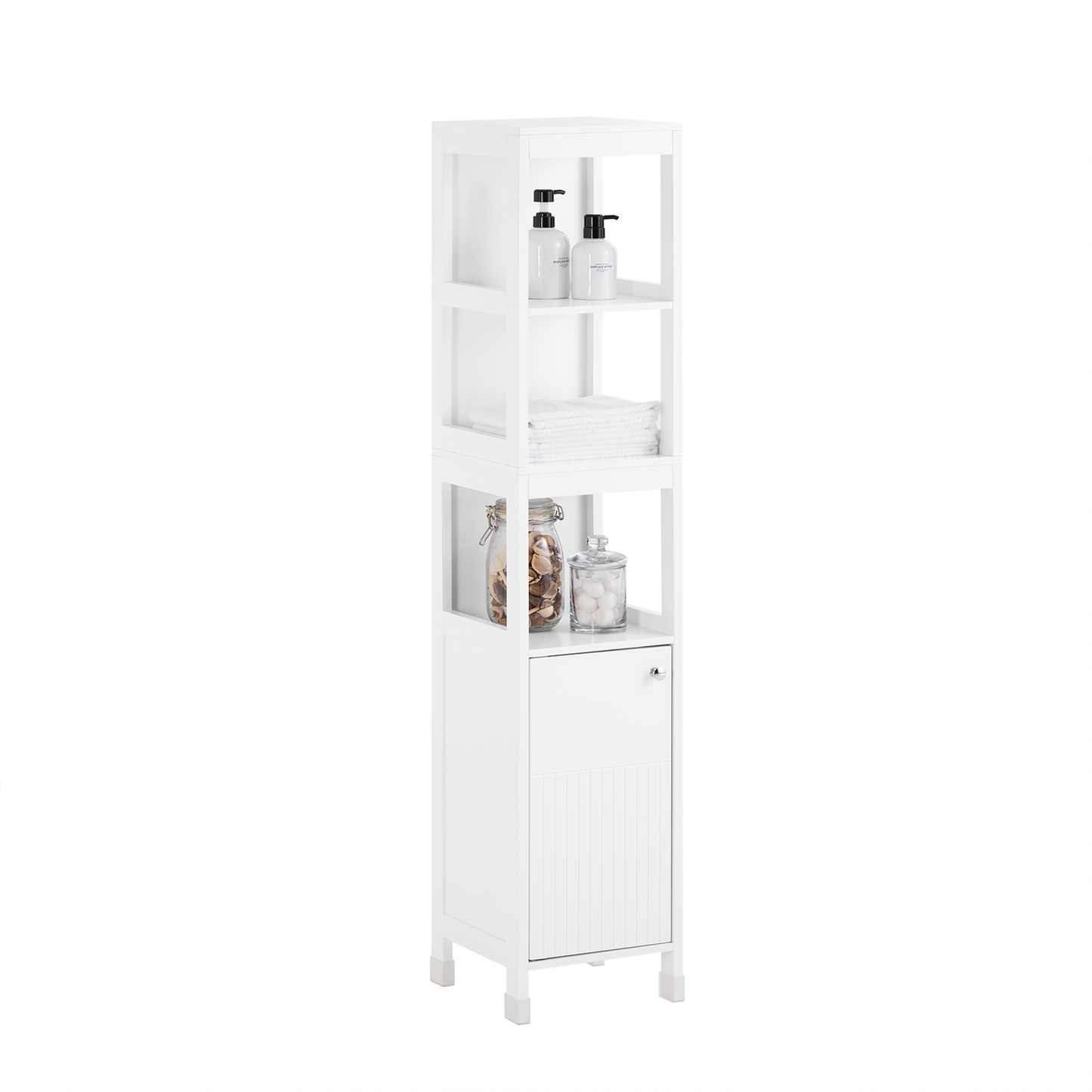 Armoire de salle de bain haute SoBuy, meuble de rangement à 3 étagères BZR187-W