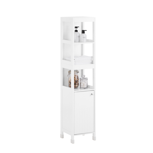 Armoire de salle de bain haute SoBuy, meuble de rangement à 3 étagères BZR187-W