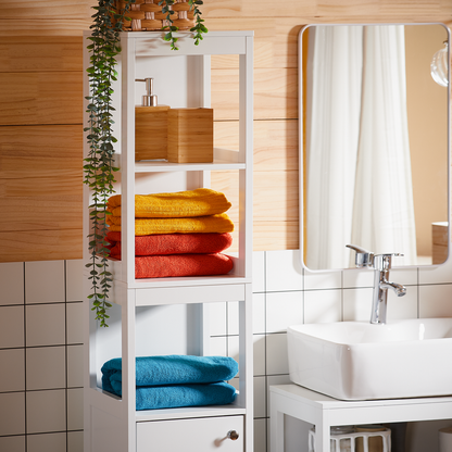 Armoire de salle de bain haute SoBuy, meuble de rangement à 3 étagères BZR187-W