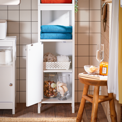Armoire de salle de bain haute SoBuy, meuble de rangement à 3 étagères BZR187-W