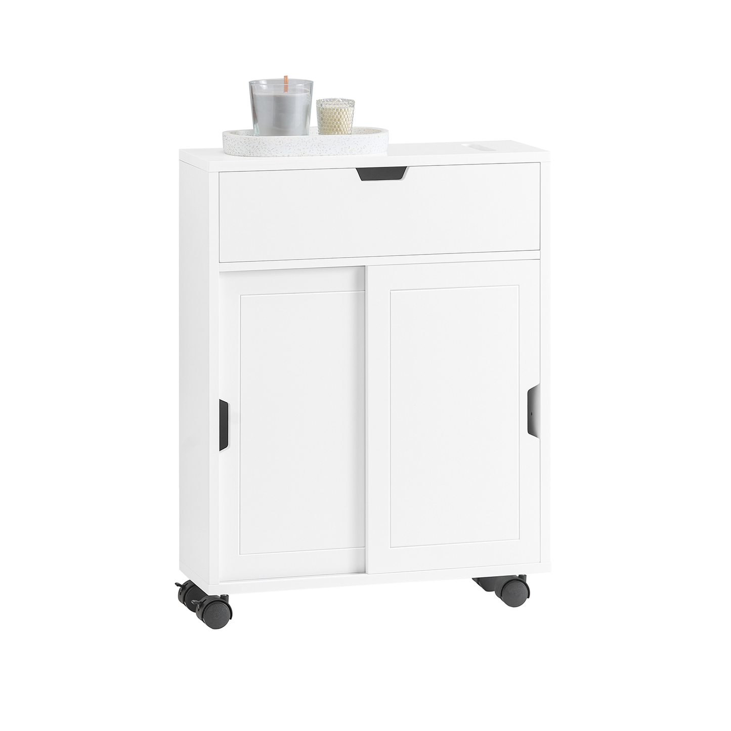 Meuble de salle de bain SoBuy avec étagère de rangement sur roulettes et armoire à papier toilette BZR31-W