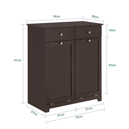 Armoire à linge SoBuy à 2 tiroirs et 2 portes avec paniers à linge BZR33-BR