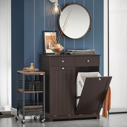 Armoire à linge SoBuy à 2 tiroirs et 2 portes avec paniers à linge BZR33-BR