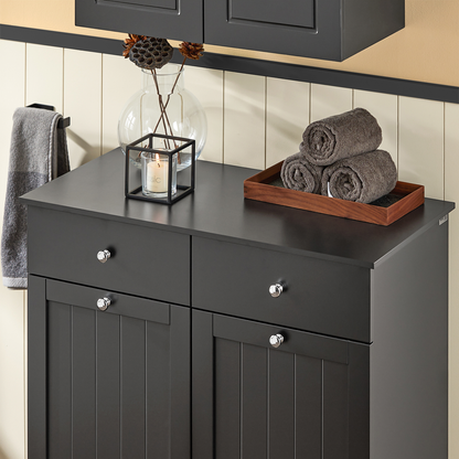 Armoire à linge SoBuy à 2 tiroirs et 2 portes avec paniers à linge BZR33-SCH