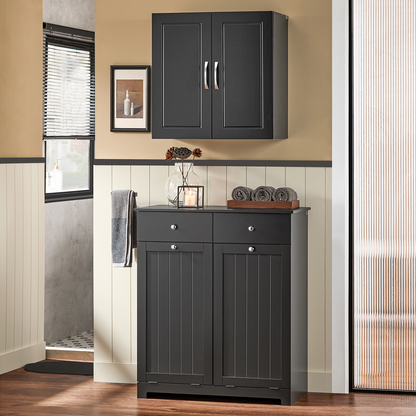 Armoire à linge SoBuy à 2 tiroirs et 2 portes avec paniers à linge BZR33-SCH