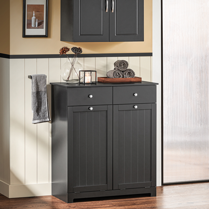 Armoire à linge SoBuy à 2 tiroirs et 2 portes avec paniers à linge BZR33-SCH