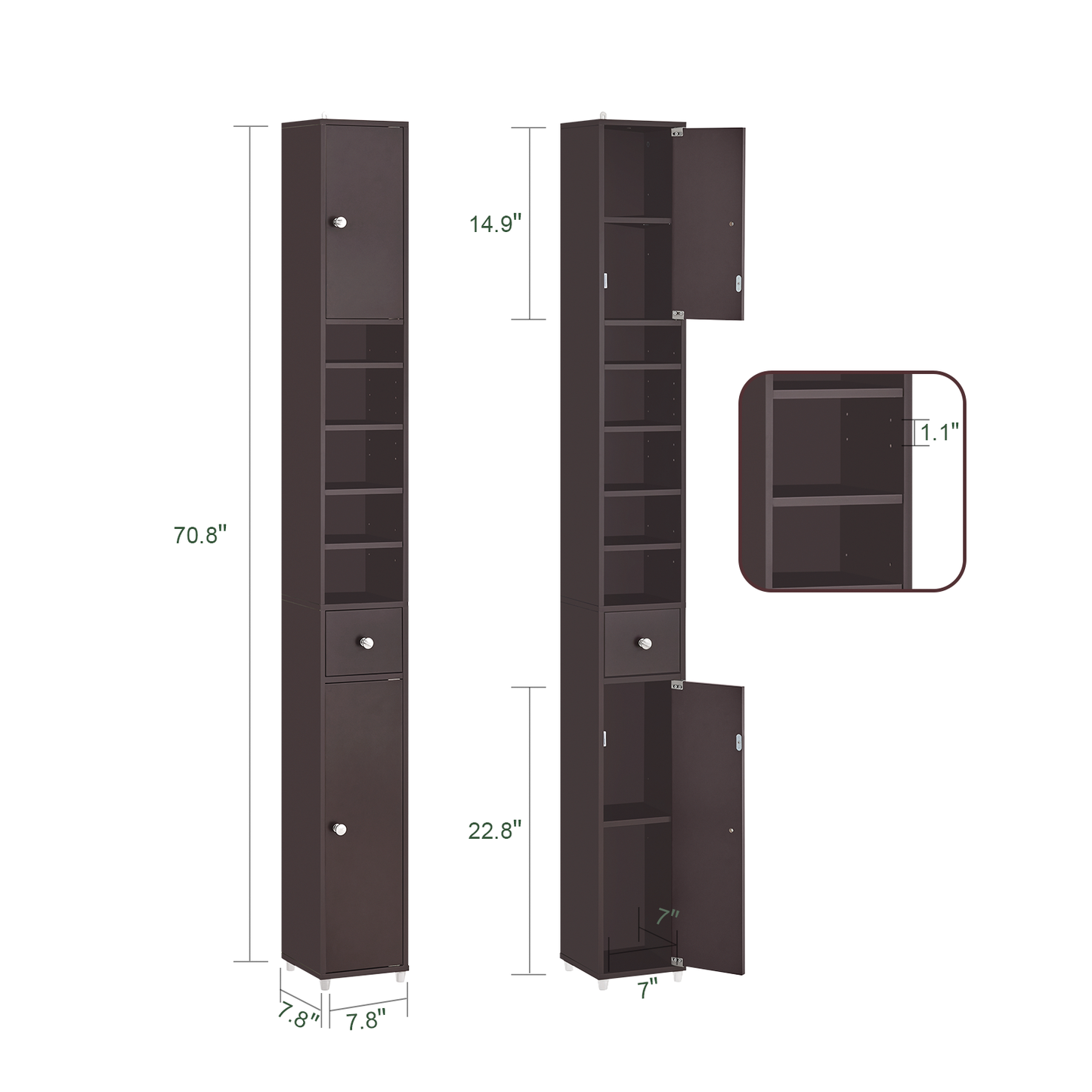 Armoire de salle de bain haute SoBuy, meuble de rangement pour salle de bain BZR34-BR