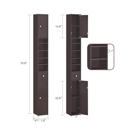 Armoire de salle de bain haute SoBuy, meuble de rangement pour salle de bain BZR34-BR