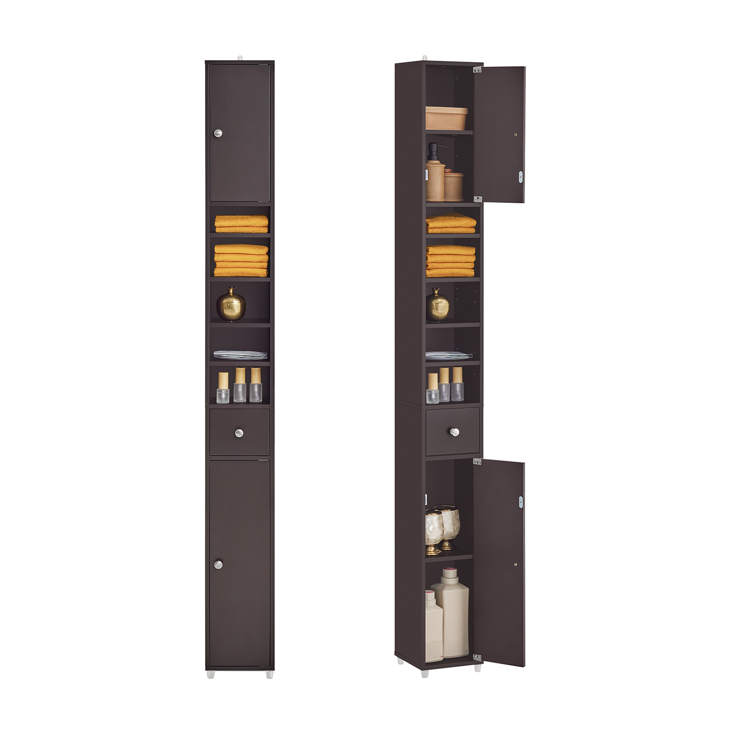 Armoire de salle de bain haute SoBuy, meuble de rangement pour salle de bain BZR34-BR