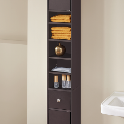 Armoire de salle de bain haute SoBuy, meuble de rangement pour salle de bain BZR34-BR