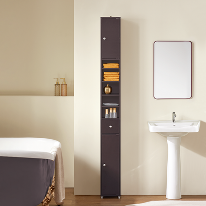 Armoire de salle de bain haute SoBuy, meuble de rangement pour salle de bain BZR34-BR