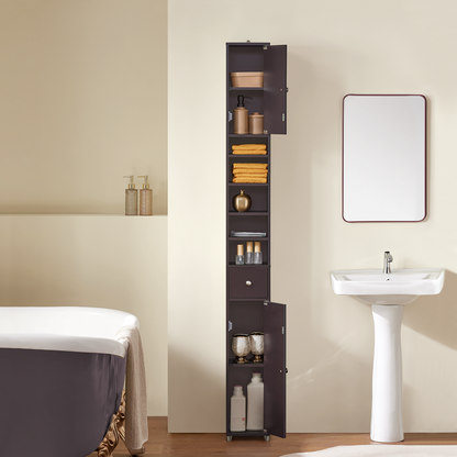 Armoire de salle de bain haute SoBuy, meuble de rangement pour salle de bain BZR34-BR