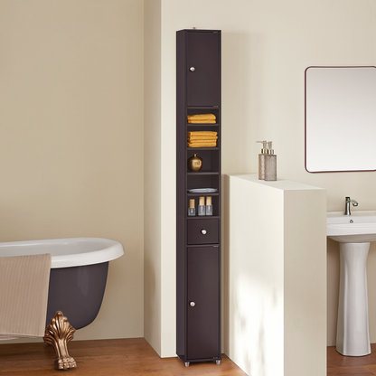 Armoire de salle de bain haute SoBuy, meuble de rangement pour salle de bain BZR34-BR