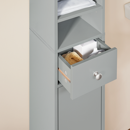 SoBuy BZR34-HG, Meuble de salle de bain gris, étagère, armoire haute, 20 x 20 x 180 cm