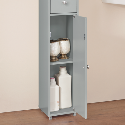 SoBuy BZR34-HG, Meuble de salle de bain gris, étagère, armoire haute, 20 x 20 x 180 cm