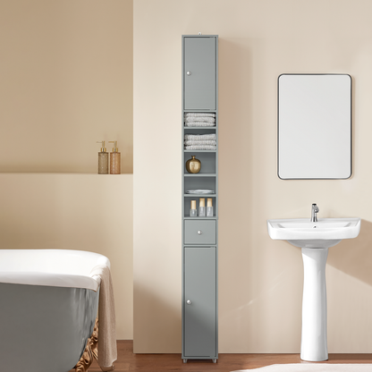 SoBuy BZR34-HG, Meuble de salle de bain gris, étagère, armoire haute, 20 x 20 x 180 cm