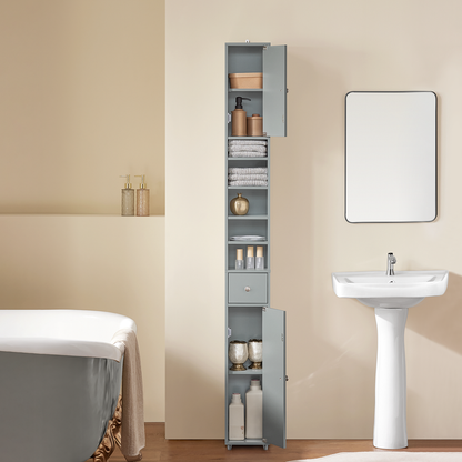 SoBuy BZR34-HG, Meuble de salle de bain gris, étagère, armoire haute, 20 x 20 x 180 cm