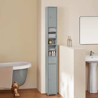 SoBuy BZR34-HG, Meuble de salle de bain gris, étagère, armoire haute, 20 x 20 x 180 cm