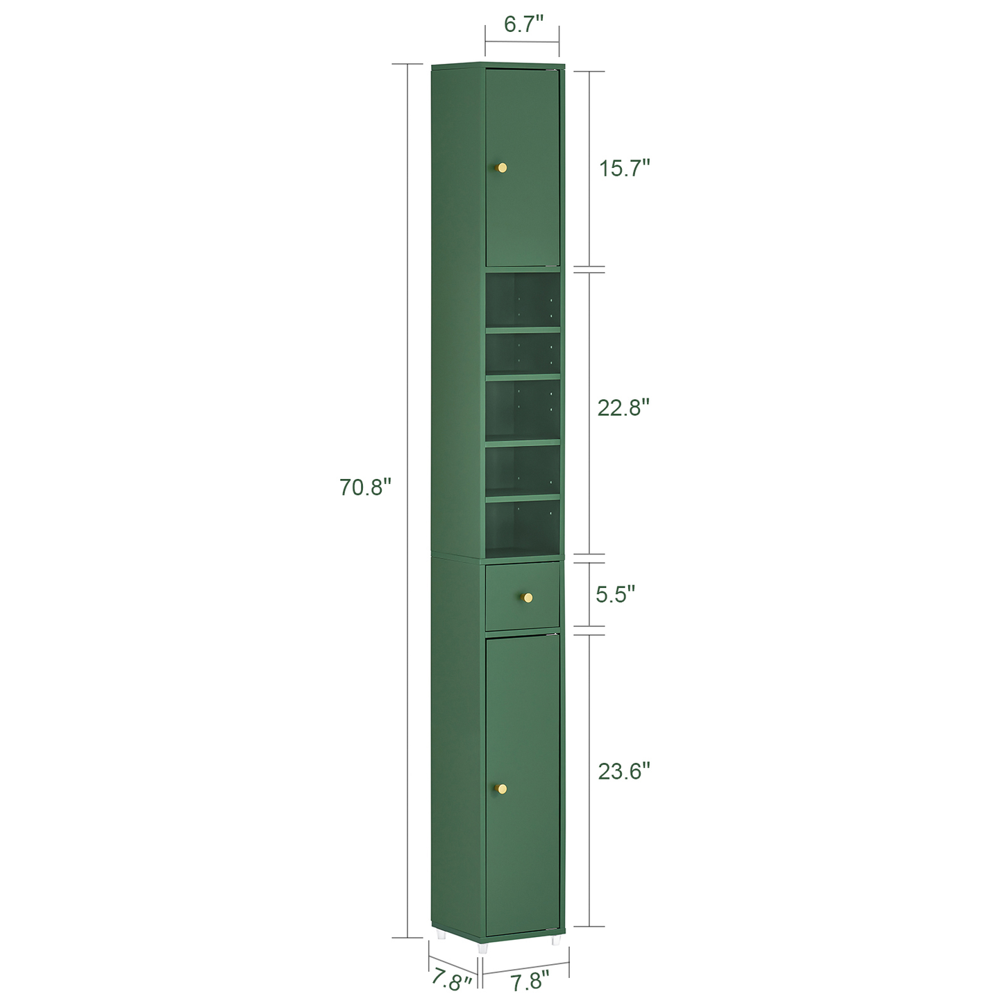 Armoire de salle de bain haute SoBuy avec 1 tiroir, 2 portes et étagères réglables - Meuble de rangement au sol BZR34-SY