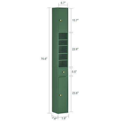 Armoire de salle de bain haute SoBuy avec 1 tiroir, 2 portes et étagères réglables - Meuble de rangement au sol BZR34-SY