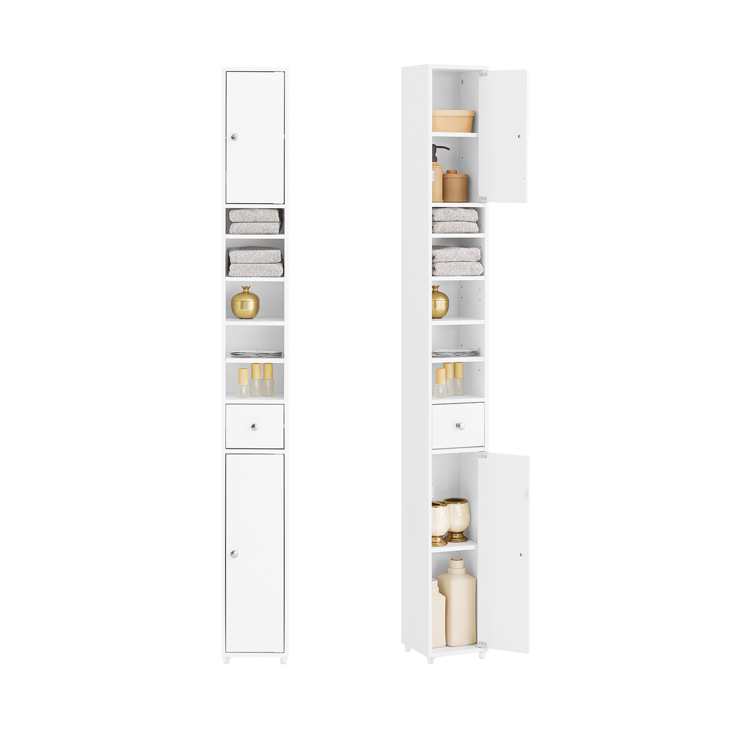 SoBuy BZR34-W, Meuble de salle de bain blanc, étagère de salle de bain, armoire haute de salle de bain, 20 x 20 x 180 cm