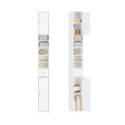 SoBuy BZR34-W, Meuble de salle de bain blanc, étagère de salle de bain, armoire haute de salle de bain, 20 x 20 x 180 cm