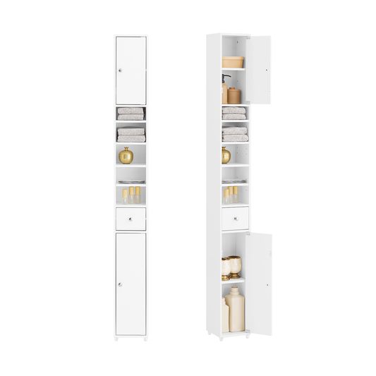 SoBuy BZR34-W, Meuble de salle de bain blanc, étagère de salle de bain, armoire haute de salle de bain, 20 x 20 x 180 cm