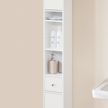 SoBuy BZR34-W, Meuble de salle de bain blanc, étagère de salle de bain, armoire haute de salle de bain, 20 x 20 x 180 cm