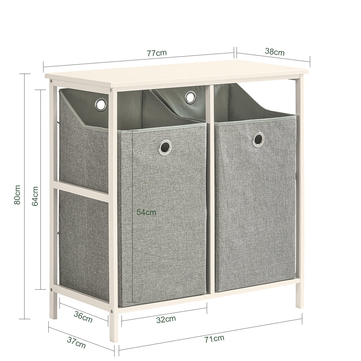 Armoire à linge SoBuy BZR57-W avec 2 paniers à linge amovibles et étagère de rangement pour salle de bain.