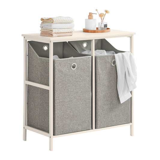 Armoire à linge SoBuy BZR57-W avec 2 paniers à linge amovibles et étagère de rangement pour salle de bain.