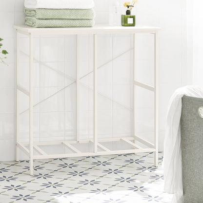 Armoire à linge SoBuy BZR57-W avec 2 paniers à linge amovibles et étagère de rangement pour salle de bain.